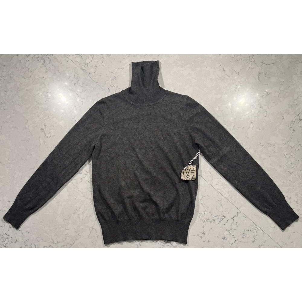 NWT Active USA Sweater Womens Large Gray Turtleneck Lightweight Knit Long Sleeve